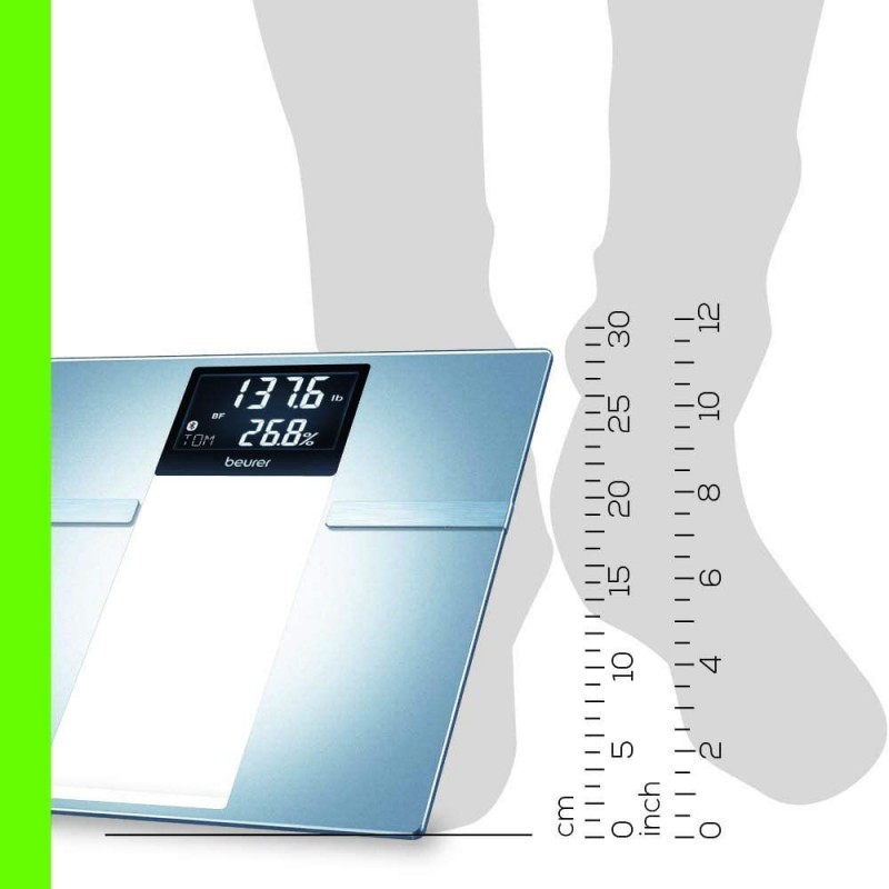 Beurer Bluetooth Body Fat Scale 스마트 BMI, 사용자 인식 디지털 욕실 무선 무게 스케일, Syncs to App, BF70