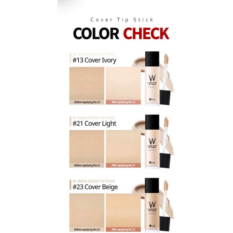 [W. 랩] W-SNOW COVER TIP STICK 21. 커버 라이트, 40ml, 파운데이션, 컨실러