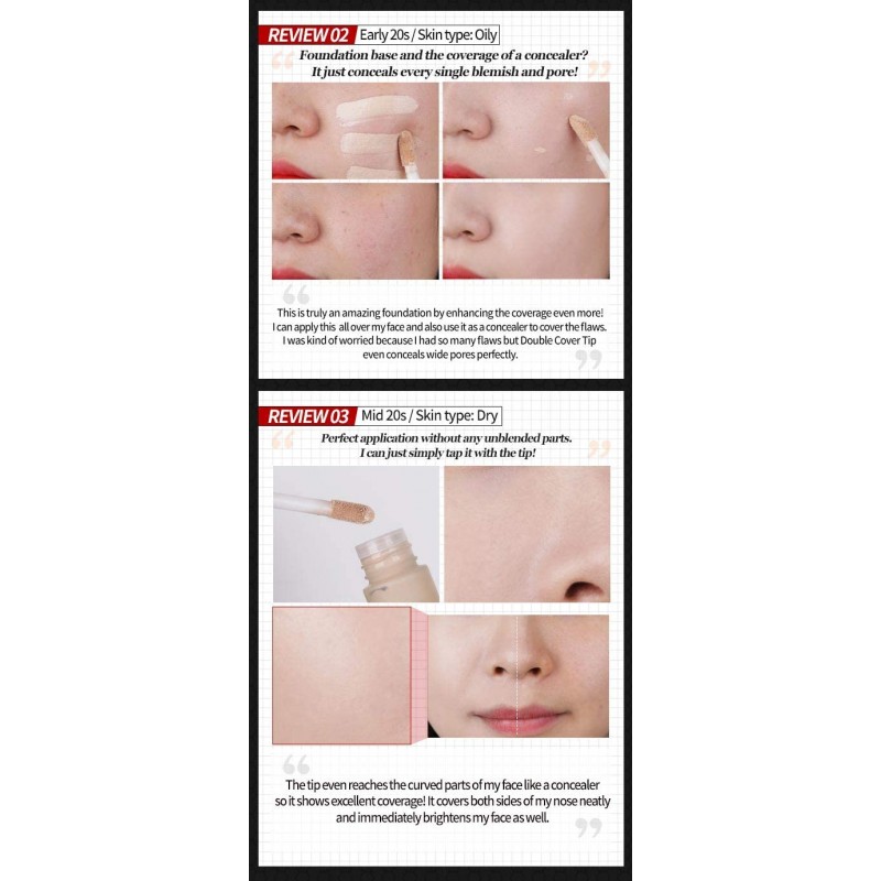 [W. 랩] W-SNOW COVER TIP STICK 21. 커버 라이트, 40ml, 파운데이션, 컨실러