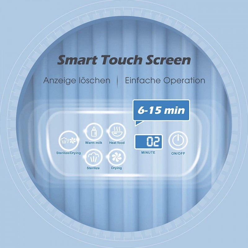 OMORC 5-in-1 살균기, 베이비 살균기 보틀 히터, 건조 기능 600W LCD 디스플레이가있는 증기 살균기, 온난화 기능, 6 병 및 액세서리 공간