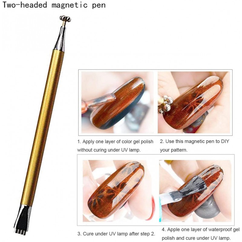 5 피스 네일 자석 스틱 세트, Mwoot 네일 자석 펜과 DIY 3D 자기 고양이 눈 UVgel 폴란드어 매니큐어 를 위한 강한 자석 주식 도트 핀