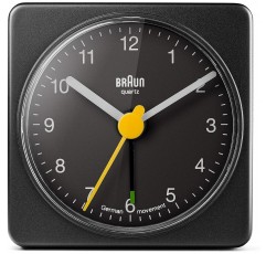 브라운 BNC002BKBK 트래블 알람 시계, 스퀘어 쉐이프, 클래식 디자인, 블랙
