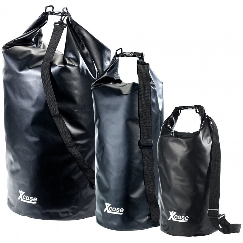 Xcase 방수 가방 : 방수 포장 가방 25 리터, 블랙 (트럭 타포린으로 만든 포장 가방)