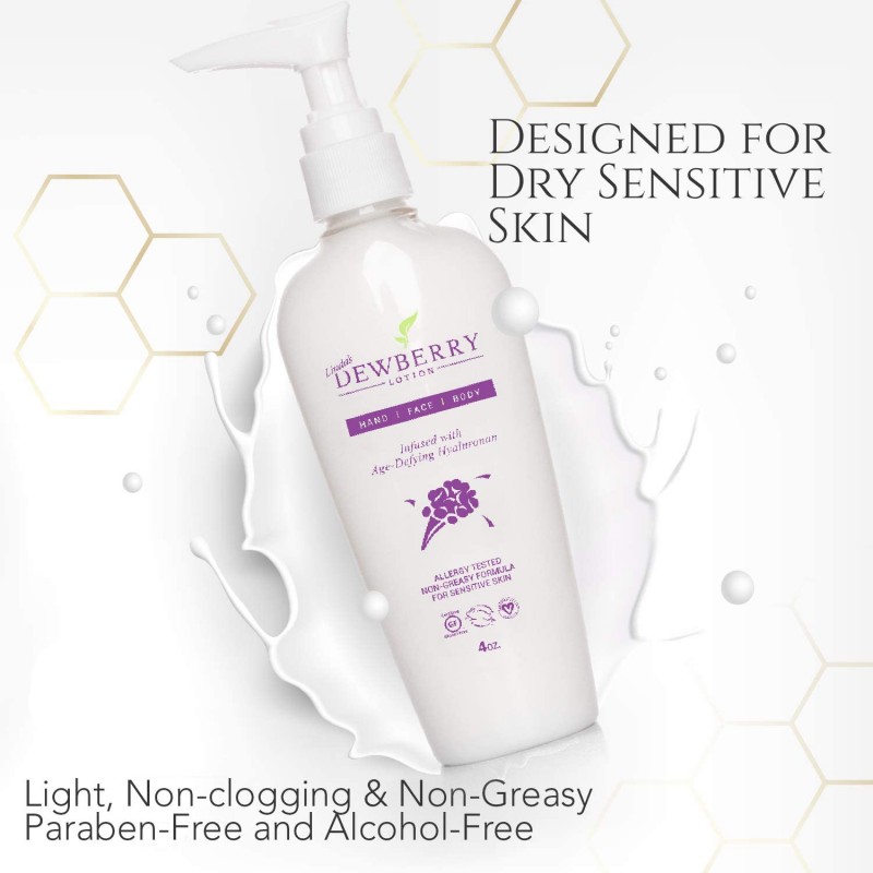 호바바 오일 & 히알루 론산 함유 DEWBERRY LOTION | 글루텐 및 미네랄 오일 무료