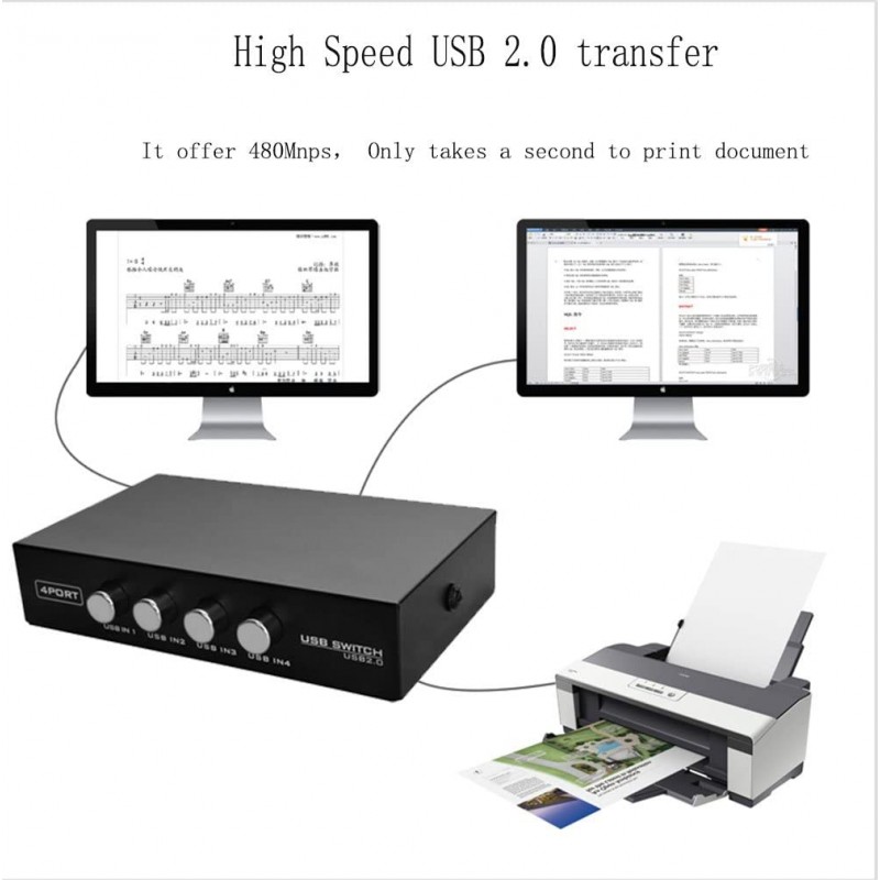 4 포트 USB 2.0 수동 공유 스위치 1Port 프린터 스캐너 허브 4 PCS 프린터 스캐너 케이블 코드 USB 유형 A 남성 B 남성