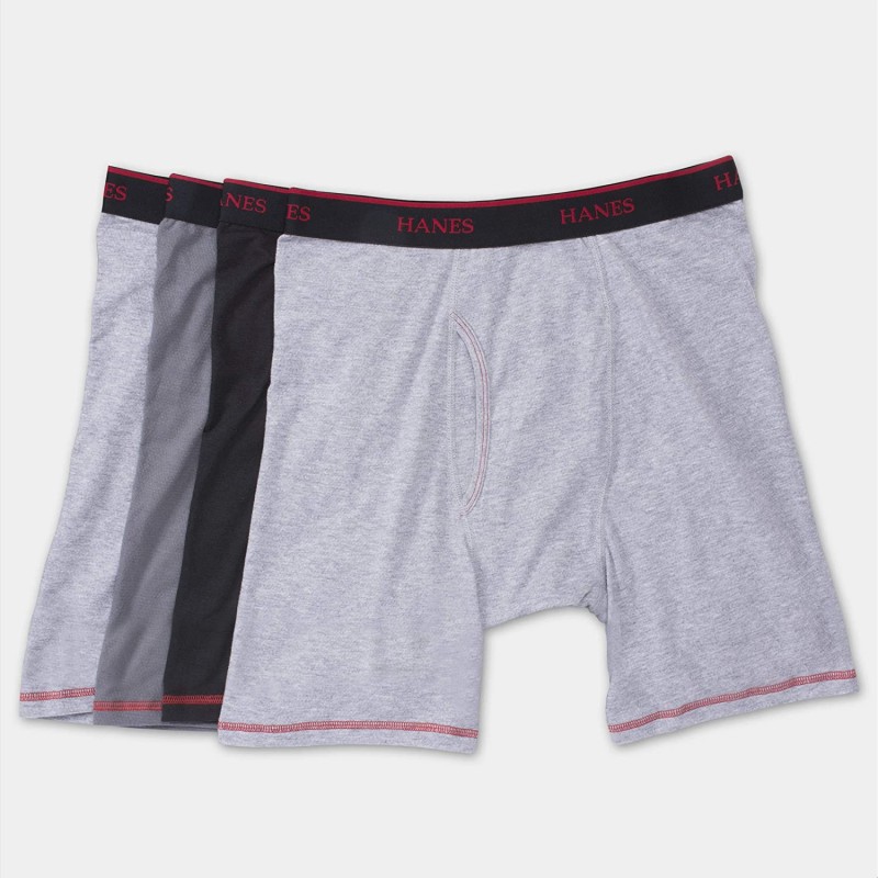 Hanes 남성용 4 팩 쿨 컴포트 통기성 메쉬 롱 레그 복서 브리프, 모듬, 중간