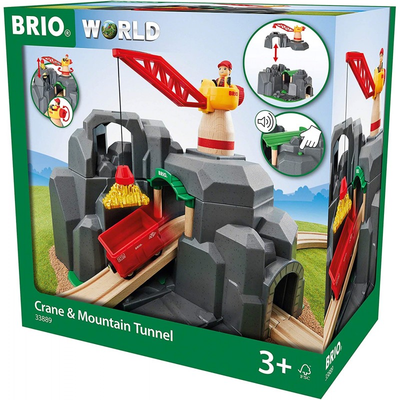 BRIO (브리오) WORLD 크레인 & 산악 터널 [목제 레일 장난감] 33889