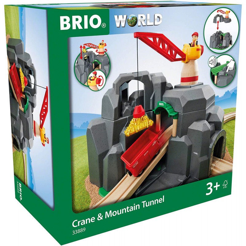 BRIO (브리오) WORLD 크레인 & 산악 터널 [목제 레일 장난감] 33889