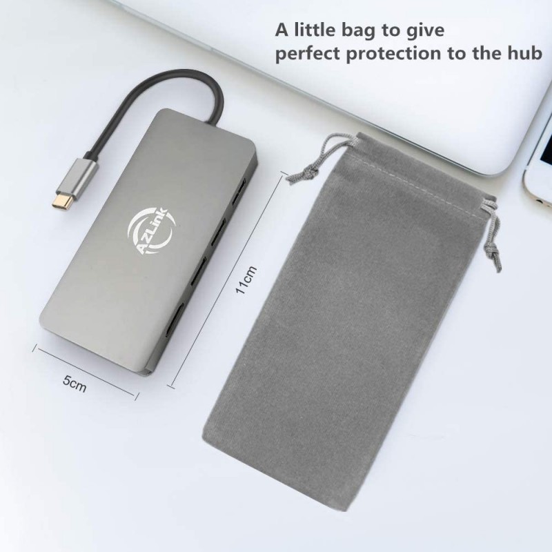 MacBook Pro 2018 2017 2016 용 USB C 허브 HDMI VGA 어댑터, AZLink USB 유형 C 멀티 포트 어댑터, 3 개의 USB 3.0 포트, 2017 년 Chromebook Pixel, Dell XPS 등