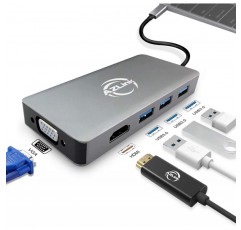 MacBook Pro 2018 2017 2016 용 USB C 허브 HDMI VGA 어댑터, AZLink USB 유형 C 멀티 포트 어댑터, 3 개의 USB 3.0 포트, 2017 년 Chromebook Pixel, Dell XPS 등