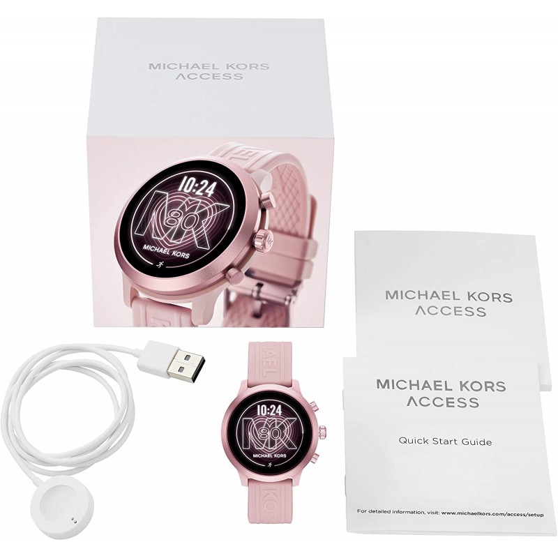 Michael Kors, 여성용 MKGO 터치 스크린 알루미늄 및 실리콘 스마트 워치, 블러쉬 / 핑크 -MKT5070