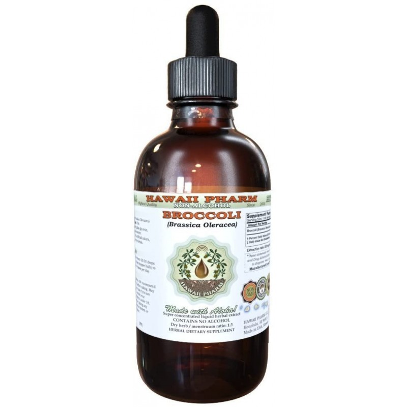 브로콜리 무 알코올 액상 추출물, 유기농 브로콜리 (Brassica Oleracea) 싹이 튼 씨앗 Glycerite Hawaii Pharm Natural Herbal Supplement 4 oz