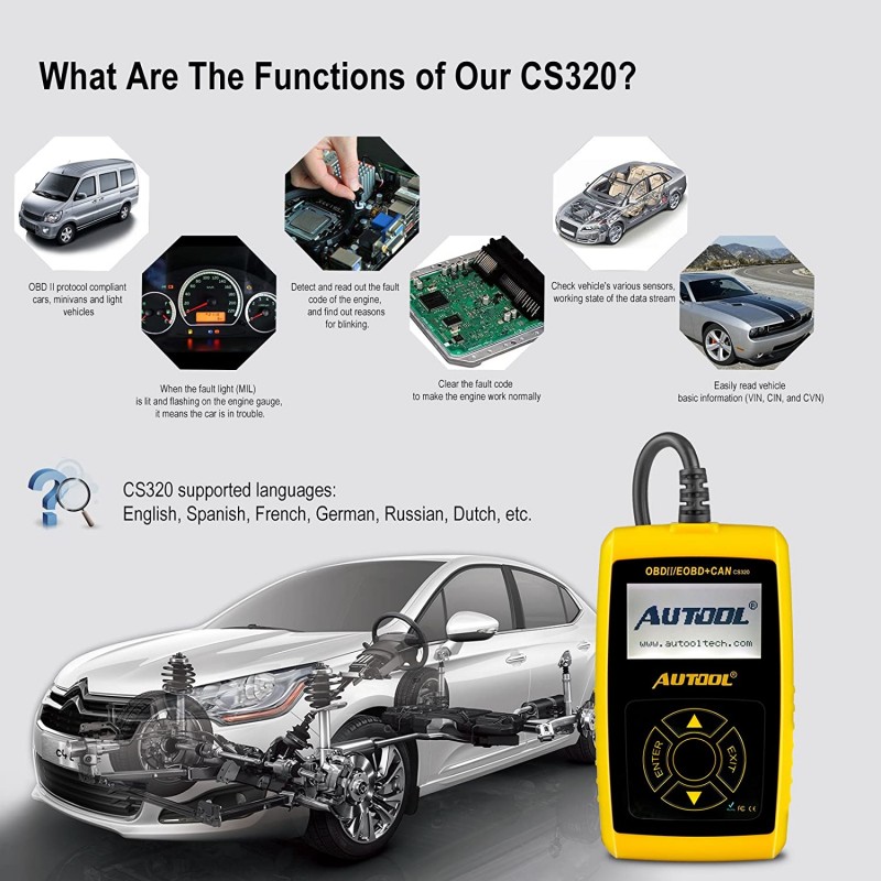 Autool CS320 OBD2 차량 스캐너