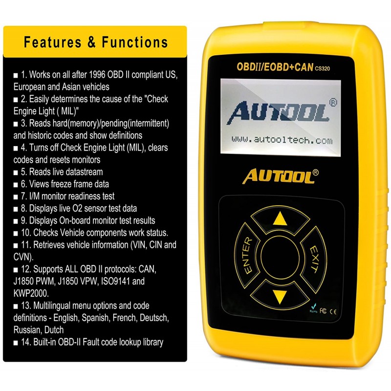 Autool CS320 OBD2 차량 스캐너