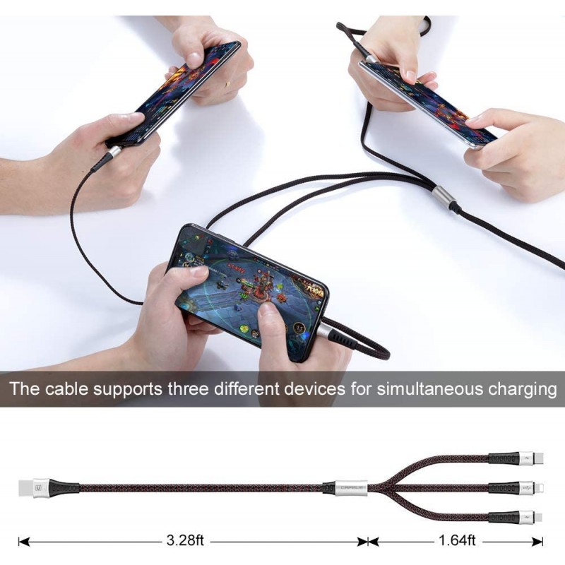 카페 3-in-1 충전 케이블 블랙 200 cm
