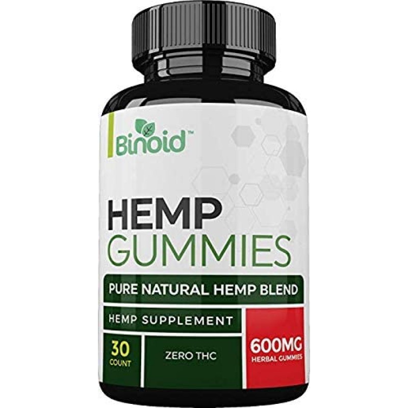 Binoid Premium Hemp Gummies-제로 THC CBD 오일 Cannabidiol-수면, 통증, 스트레스, 불안-미국산-오메가 3,6,9, 섬유, 비타민 E & B-1 회 분량-30 카운트