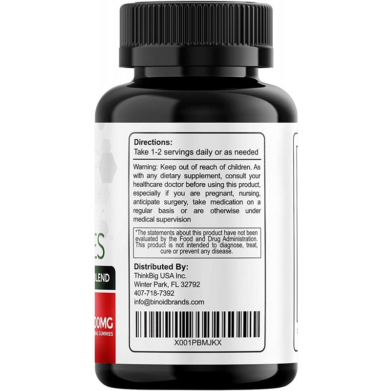 Binoid Premium Hemp Gummies-제로 THC CBD 오일 Cannabidiol-수면, 통증, 스트레스, 불안-미국산-오메가 3,6,9, 섬유, 비타민 E & B-1 회 분량-30 카운트