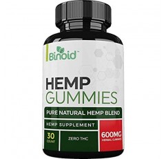 Binoid Premium Hemp Gummies-제로 THC CBD 오일 Cannabidiol-수면, 통증, 스트레스, 불안-미국산-오메가 3,6,9, 섬유, 비타민 E & B-1 회 분량-30 카운트