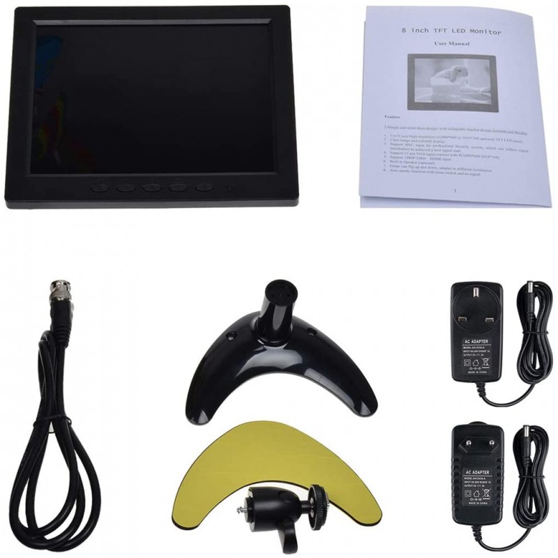 TOGUARD 8 인치 LED 컬러 모니터 풀 HD 1024x600, 엔터©e VGA / AV / BNC / HDMI, pc 캠©라와 호환© 안전© 감시 캠©
