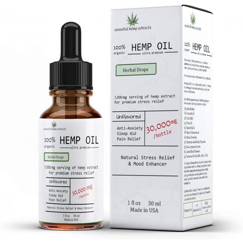 필수 대마 추출물 100 % 유기농 대마 오일 30,000 MG 병 CBD THC 불안, 수면, 통증 완화를 위해 해방합니다-기분, 뇌 및 심장 건강, 신진 대사, 피부, 머리카락, 손톱 개선-미국산