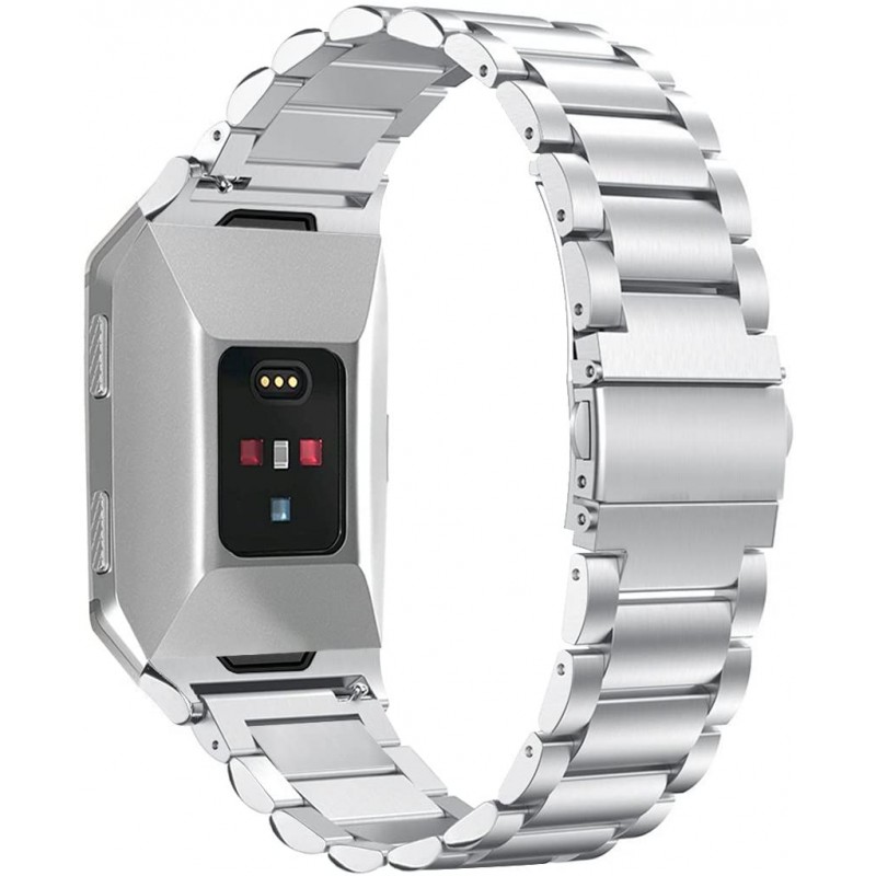 VICARA for Fitbit ionic 스마트 워치 손목 시계 맞는 비드 고급 금속 시계 교환 벨트 고품질 스테인리스 비즈니스 용 시계 스트랩 (실버)