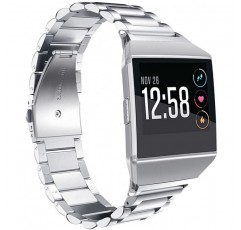 VICARA for Fitbit ionic 스마트 워치 손목 시계 맞는 비드 고급 금속 시계 교환 벨트 고품질 스테인리스 비즈니스 용 시계 스트랩 (실버)