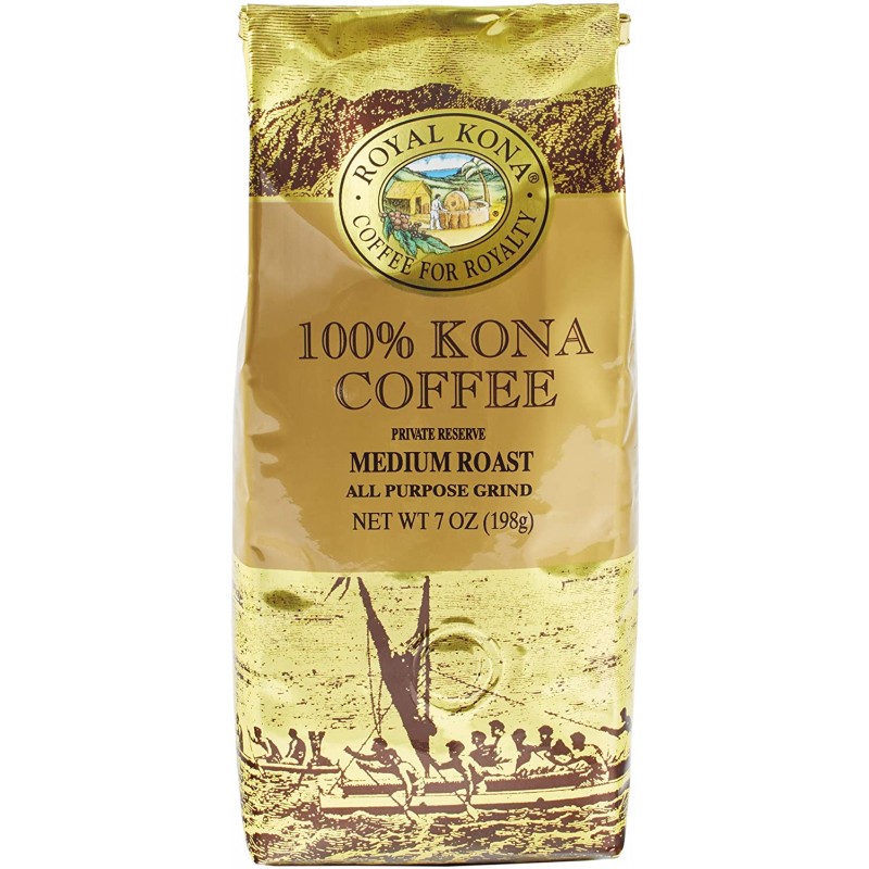 Royal Kona 100 % Hawaiian Kona Coffee, 그라운드, 프라이빗 리저브 중간 로스트-7 온스 백