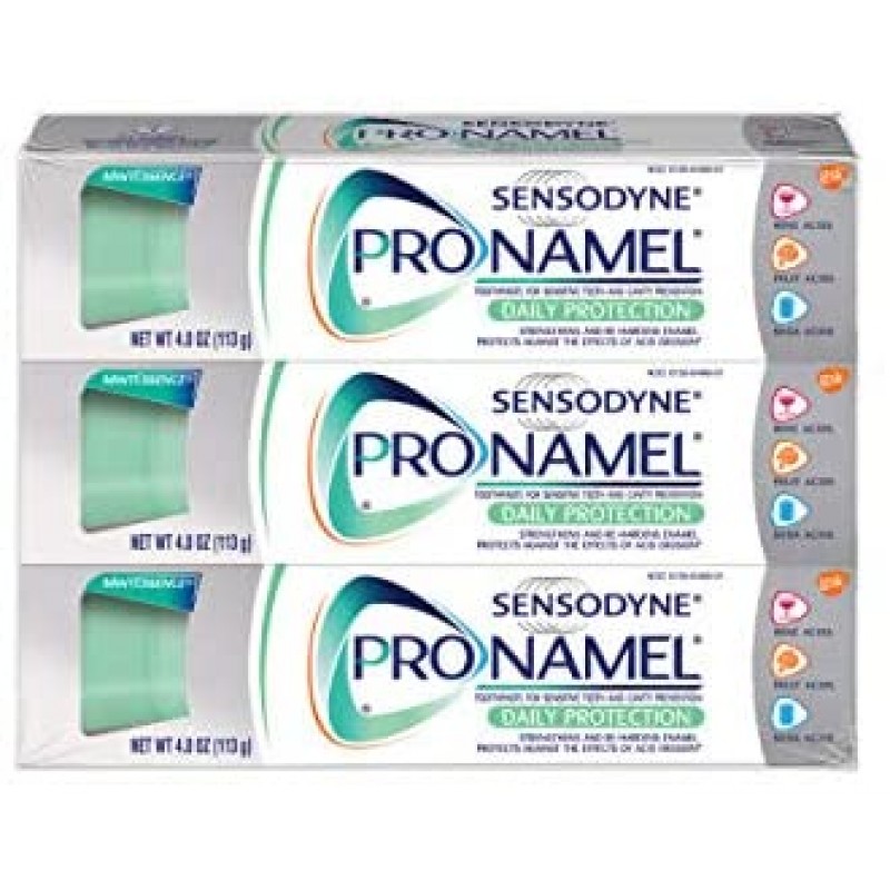 Sensodyne Pronamel 데일리 프로텍션 에나멜 치약-민감한 치아를위한 에나멜, 민트 에센스-4 온스 (3 팩)