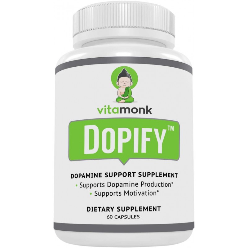VitaMonk ™의 Dopify ™ 도파민 보충제-Uridine Monophosphate, Mucuna Pruriens, L-Theanine, Tyrosine 등을 함유 한 도파민 부스터-인공 필러 없음, 뇌 식품-60 캡슐