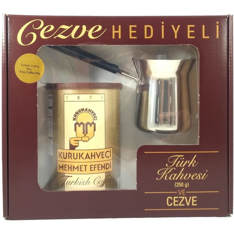 Mehmet Efendi 터키 식 커피 8.8oz w / 스테인리스 스틸 커피 포트