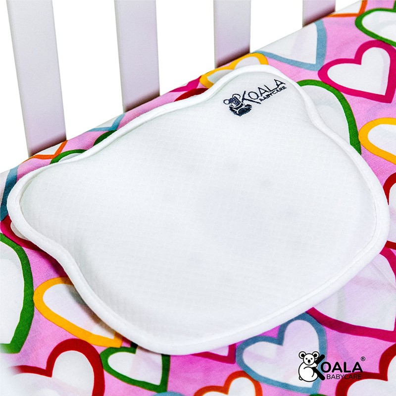 오리지널 코알라 베이비케어® - 정형외과의 아기 베개와 평평한 머리에 두 개의 펜치가 있는 아기 베개 (두개골 변형) 아기 머리 쿠션 - 등록 된 디자인.
