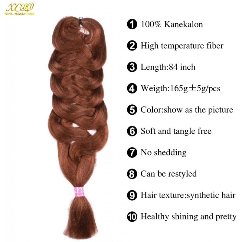 2 팩 점보 꼬기 머리 브라운 컬러 Kanekalon X-Pression 꼬기 섬유 머리 확장 아프리카 점보 머리띠 트위스트 코르셋 (165 그램 / 개, 84 인치, 30 #)