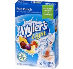 Wyler 's Light Singles To Go 파우더 패킷, 워터 드링크 믹스, 과일 펀치, 96 회 분량 (12 팩)