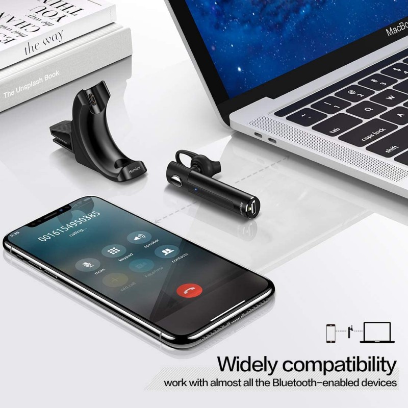 Humixx 자동차 무선 헤드셋, iOS 및 Android와 호환되는 Air Vent 용 마이크가 내장 된 차량용 무선 이어폰