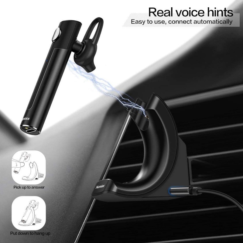 Humixx 자동차 무선 헤드셋, iOS 및 Android와 호환되는 Air Vent 용 마이크가 내장 된 차량용 무선 이어폰