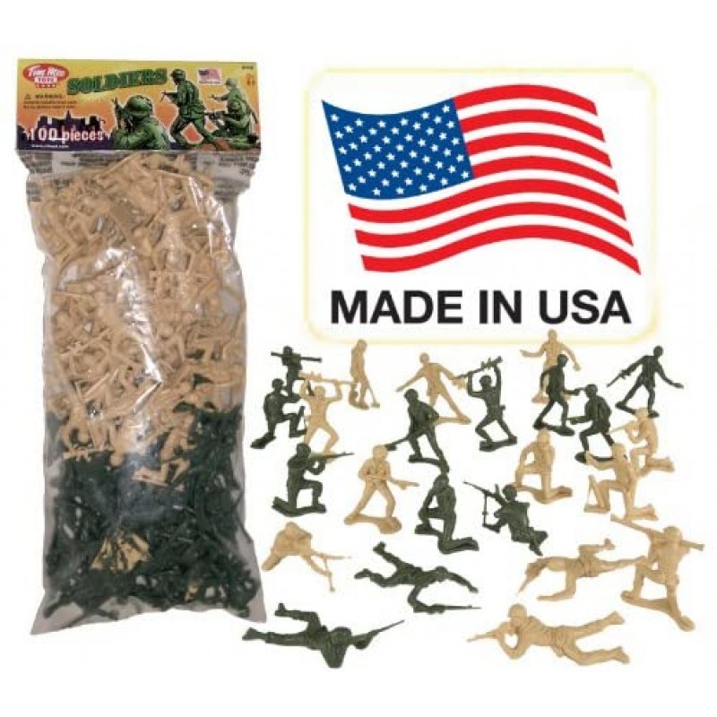 TimMee Plastic Army Men-Green vs Tan 100pc 장난감 군인 피규어-Made in USA