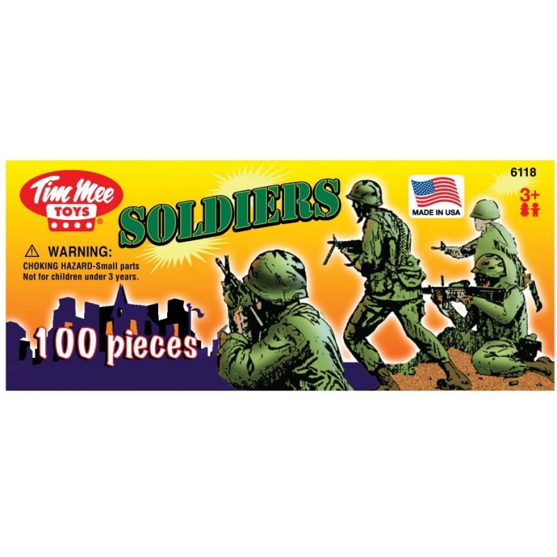 TimMee Plastic Army Men-Green vs Tan 100pc 장난감 군인 피규어-Made in USA