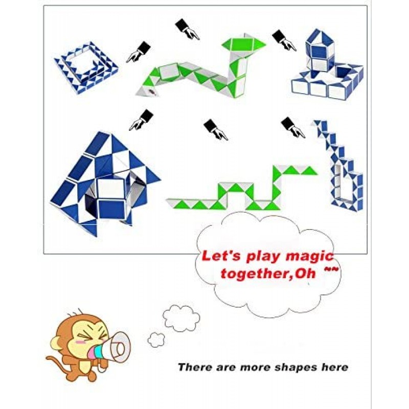 Fangfei 매직 스네이크 트위스트 퍼즐 트위스트 장난감 랜덤 컬러 배송 (60 부품) fangfei