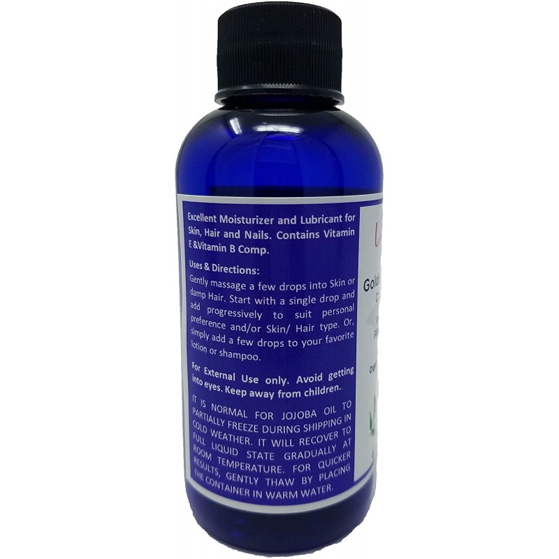 유기농 Verdana USDA 인증 유기농 골든 호호바 오일, 콜드 프레스, 비 정제, 4 Fl. 온스. 점 적기-Deepthi Organics
