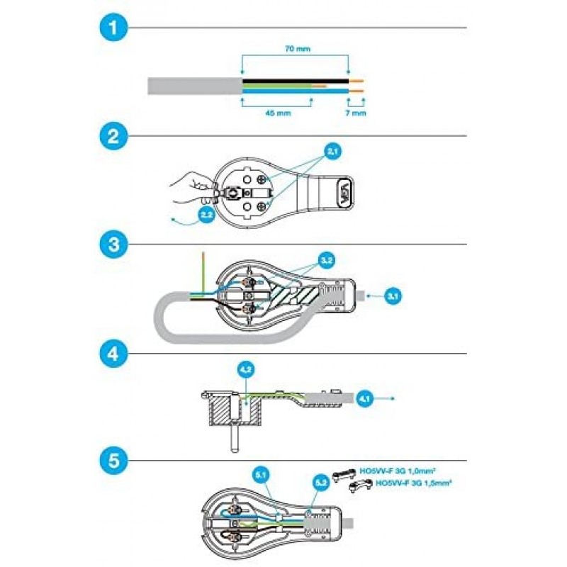 5 개 - 5 세트 - 여분의 평평한 각도 플러그, 보호 접점 플러그, 플랫 슈코 플러그, 흰색, 플랫 플러그