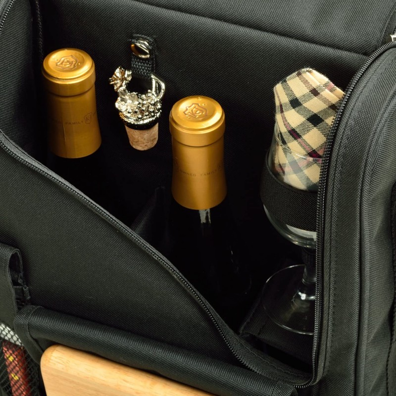 Ascot의 피크닉-글래스 와인 글라스와 와인 캐리어 디럭스, 2 개용 액세서리, 블랙 / 플레이어