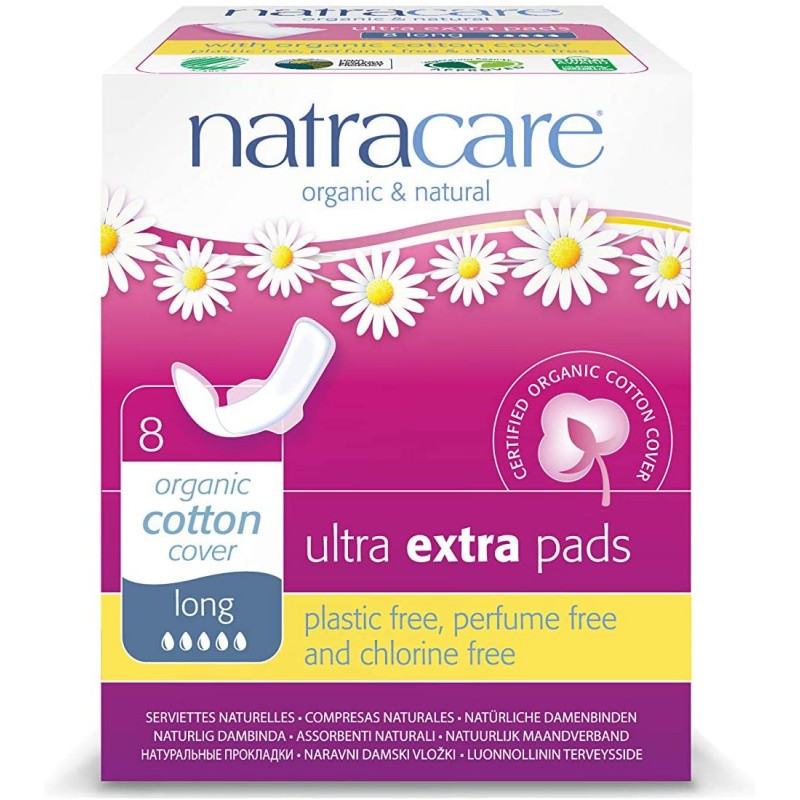 날개가 달린 Natracare Ultra Extra 패드, 길이, 8 카운트