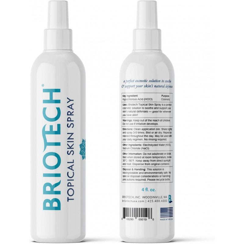 BRIOTECH Topical Skin Spray-모든 자연적인 순수한 HOCl 차아 염소산염 해결책-달래는 식염수 안개-4 oz. 크기