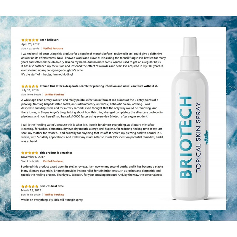 BRIOTECH Topical Skin Spray-모든 자연적인 순수한 HOCl 차아 염소산염 해결책-달래는 식염수 안개-4 oz. 크기