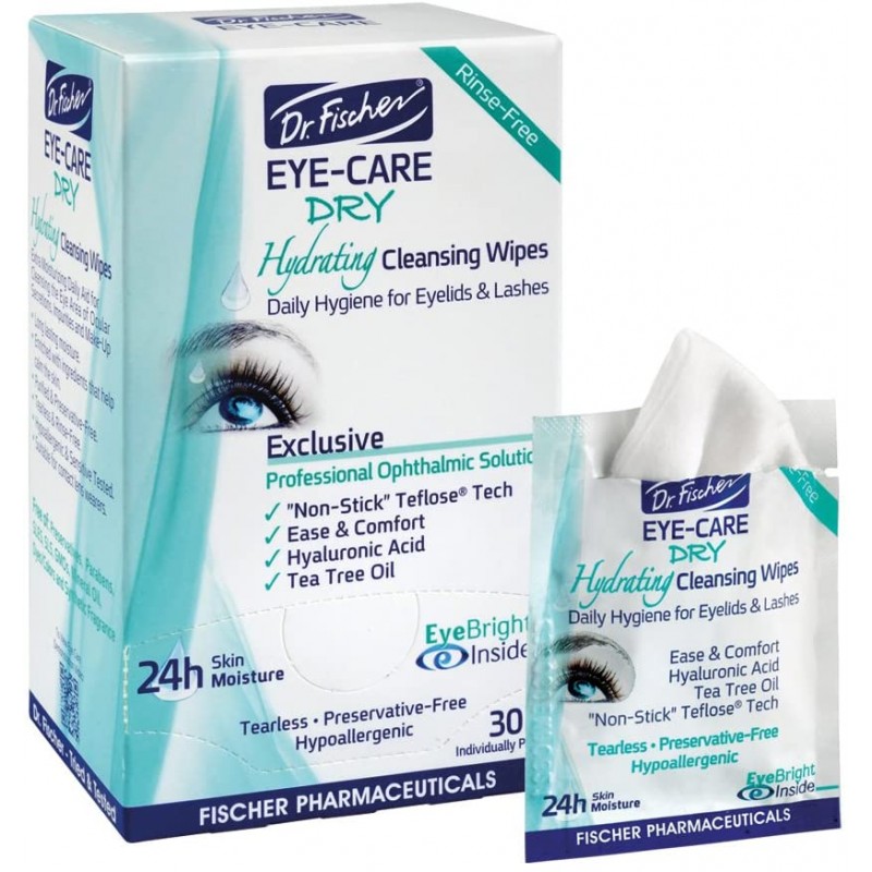 닥터 피셔 아이 케어 드라이 - 안구 건조증에 대한 보완적인 보조제. 매일 수화 눈꺼풀을 사용하여 눈의 분비물과 자극을 완화하고 보습 해줍니다 (트윈 팩, 60 닦음)