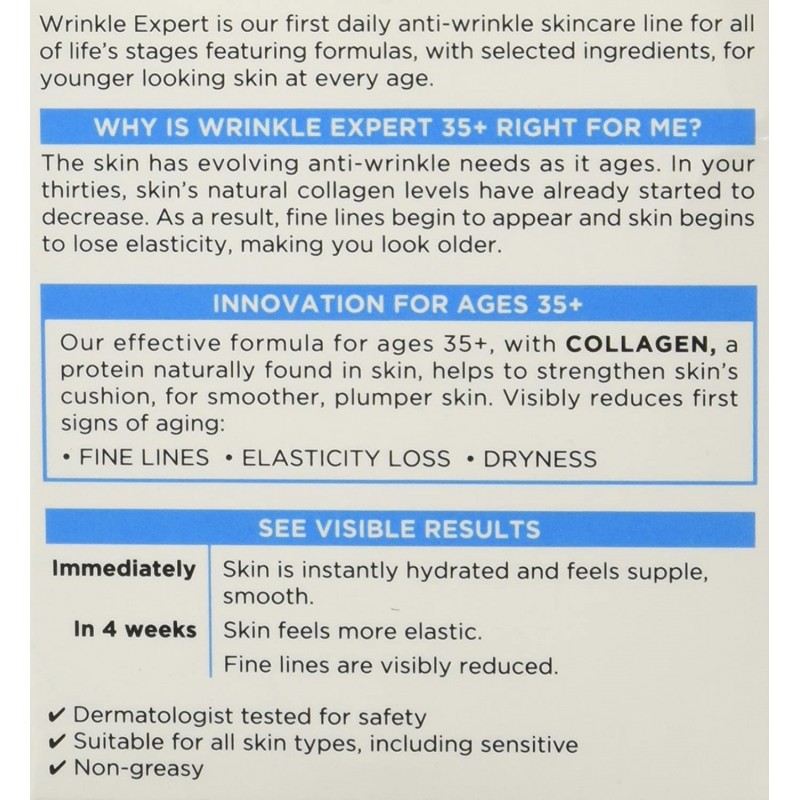 페이스 모이스춰 라이저, 로레알 파리 링클 엑스퍼트 35+ 콜라겐 페이스 모이스춰 라이저, 미세 라인 감소, 종일 보습, 1.7 oz