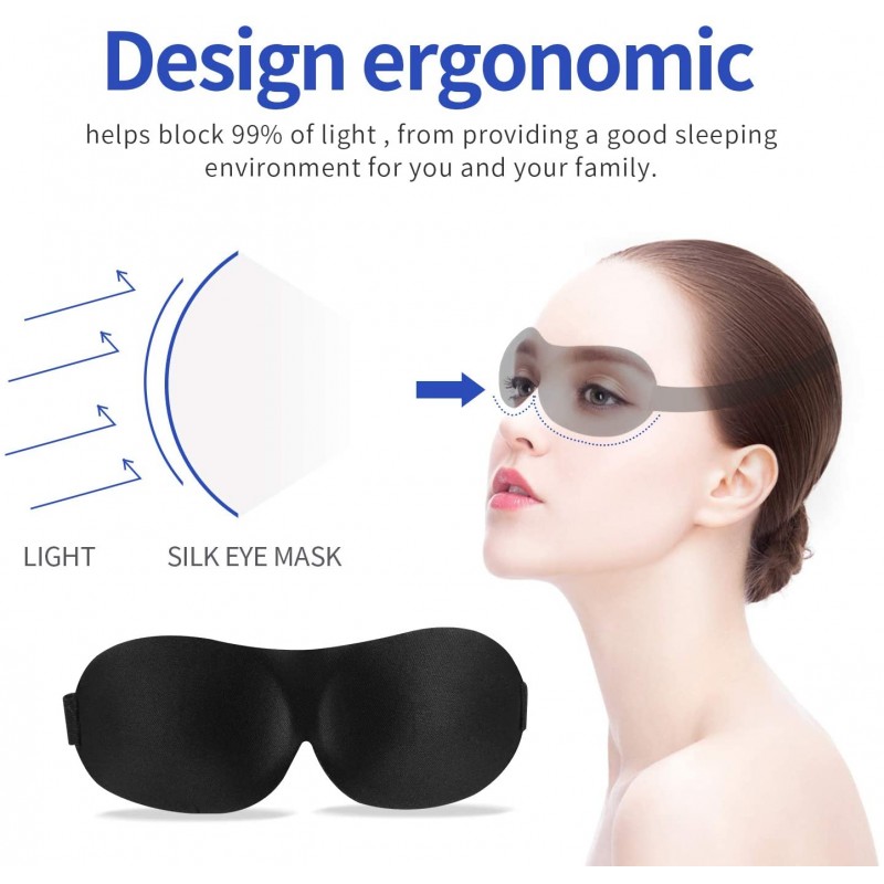 수면 마스크, 3D 프리미엄 수면 안경 아이 마스크 나이트 마스크 조정 가능한 고무 밴드 , 방수 실크