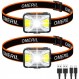 OMERIL 2 팩 헤드 램프 LED 충전식 USB 헤드 램프 헤드 램프 키즈, 매우 밝고 방수 미니 헤드 램프 레드 라이트 조깅, 달리기, 캠핑, 낚시 [포함. USB 케이블 ]