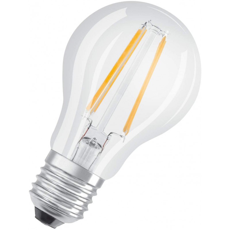 오스람 LED 베이스 클래식 램프, 소켓: E27, 따뜻한 화이트, 2700K, 7W, 60W 전구 교체, 클리어, 팩 5