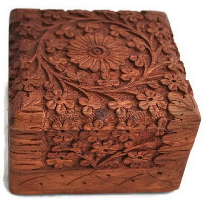 공예품 보석 상자 참신 항목, 독특한 장인 전통적인 손으로 조각 인도에서 인도에서 자단 보석 상자